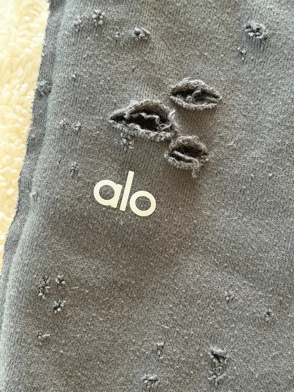 Alo Yoga Joggers Women Medium Charcoal Grey Distressed Lounge Sweatpants Lounge